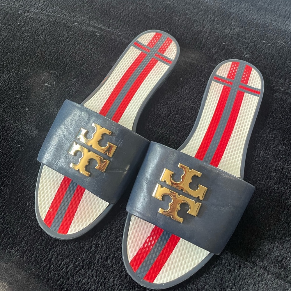 Tory Burch Blue Red & White Sandals